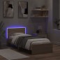 vidaXL Estructura de cama cabecero luces LED roble Sonoma 75x190 cm vidaXL Estructura de cama cabecero luces LED roble Sonoma 75x190 cm