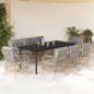 vidaXL Set comedor de jardín 9 pzas con cojines ratán sintético beige vidaXL Set comedor de jardín 9 pzas con cojines ratán sintético beige