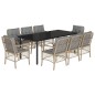 vidaXL Set comedor de jardín 9 pzas con cojines ratán sintético beige vidaXL Set comedor de jardín 9 pzas con cojines ratán sintético beige