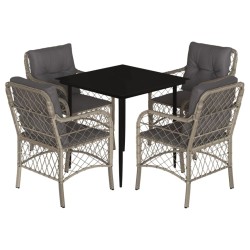 vidaXL Set comedor de jardín 5 pzas cojines ratán sintético gris claro