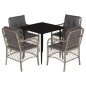 vidaXL Set comedor de jardín 5 pzas cojines ratán sintético gris claro vidaXL Set comedor de jardín 5 pzas cojines ratán sintético gris claro