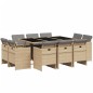 vidaXL Set comedor de jardín 11 pzas con cojines ratán sintético beige vidaXL Set comedor de jardín 11 pzas con cojines ratán sintético beige