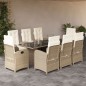 vidaXL Set comedor de jardín 9 pzas con cojines ratán sintético beige vidaXL Set comedor de jardín 9 pzas con cojines ratán sintético beige