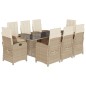 vidaXL Set comedor de jardín 9 pzas con cojines ratán sintético beige vidaXL Set comedor de jardín 9 pzas con cojines ratán sintético beige