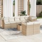 vidaXL Set de sofás de jardín 9 pzas con cojines ratán sintético beige vidaXL Set de sofás de jardín 9 pzas con cojines ratán sintético beige