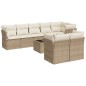 vidaXL Set de sofás de jardín 9 pzas con cojines ratán sintético beige vidaXL Set de sofás de jardín 9 pzas con cojines ratán sintético beige