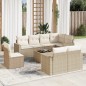 vidaXL Set de sofás de jardín 9 pzas con cojines ratán sintético beige vidaXL Set de sofás de jardín 9 pzas con cojines ratán sintético beige