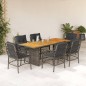 vidaXL Set comedor jardín 7 pzas y cojines ratán sintético gris vidaXL Set comedor jardín 7 pzas y cojines ratán sintético gris