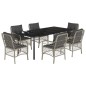 vidaXL Set comedor jardín 7 pzas y cojines ratán sintético gris claro vidaXL Set comedor jardín 7 pzas y cojines ratán sintético gris claro