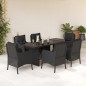 vidaXL Set de comedor de jardín 7 pzas y cojines ratán sintético negro vidaXL Set de comedor de jardín 7 pzas y cojines ratán sintético negro