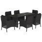vidaXL Set de comedor de jardín 7 pzas y cojines ratán sintético negro vidaXL Set de comedor de jardín 7 pzas y cojines ratán sintético negro