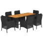 vidaXL Set de comedor de jardín 7 pzas y cojines ratán sintético negro vidaXL Set de comedor de jardín 7 pzas y cojines ratán sintético negro