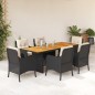 vidaXL Set de comedor de jardín 7 pzas y cojines ratán sintético negro vidaXL Set de comedor de jardín 7 pzas y cojines ratán sintético negro