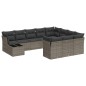 vidaXL Set de sofás de jardín 11 pzas y cojines ratán sintético gris vidaXL Set de sofás de jardín 11 pzas y cojines ratán sintético gris