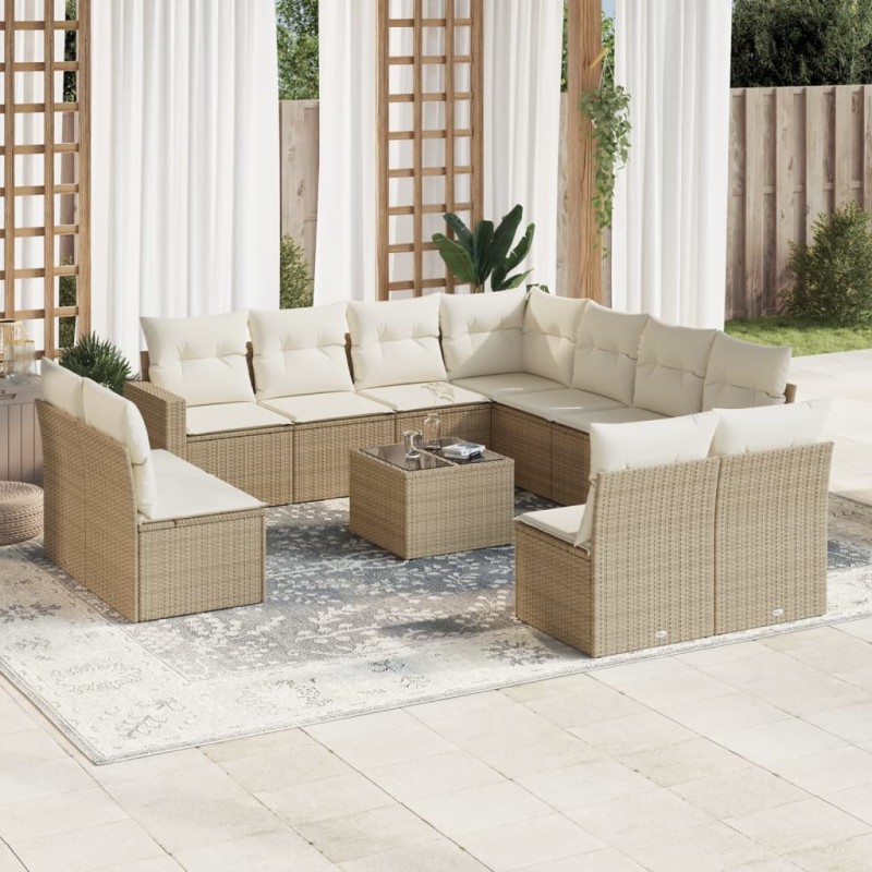 vidaXL Set de sofás de jardín 12 pzas y cojines ratán sintético marrón vidaXL Set de sofás de jardín 12 pzas y cojines ratán sintético marrón
