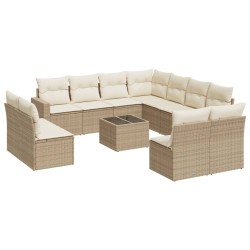 vidaXL Set de sofás de jardín 12 pzas y cojines ratán sintético marrón