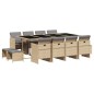 vidaXL Set comedor de jardín con cojines 13 pzas ratán sintético beige vidaXL Set comedor de jardín con cojines 13 pzas ratán sintético beige