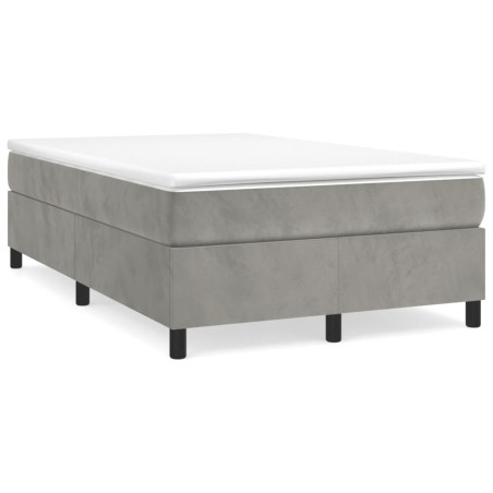 vidaXL Cama box spring con colchón terciopelo gris claro 120x190 cm