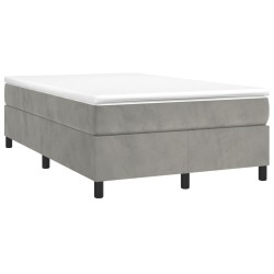 vidaXL Cama box spring con colchón terciopelo gris claro 120x190 cm