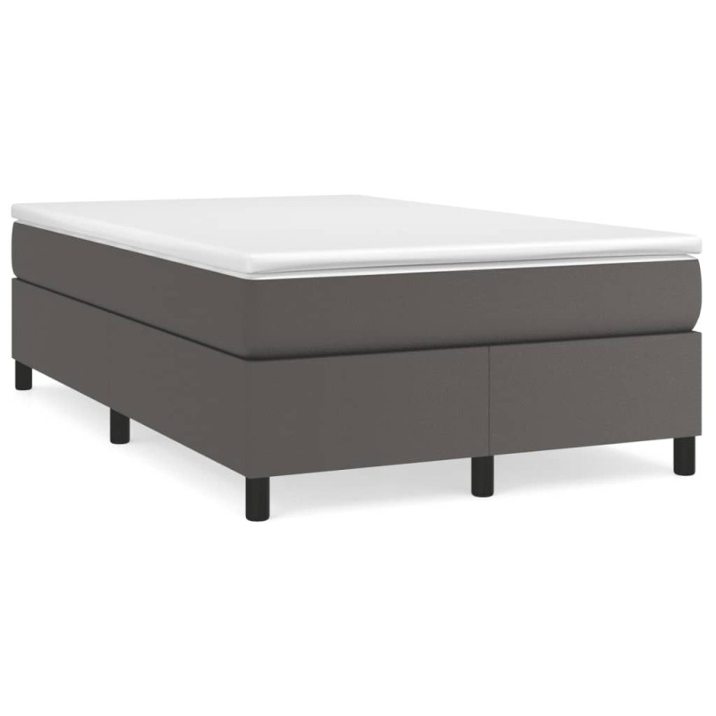 vidaXL Cama box spring con colchón cuero sintético gris 120x190 cm vidaXL Cama box spring con colchón cuero sintético gris 120x190 cm