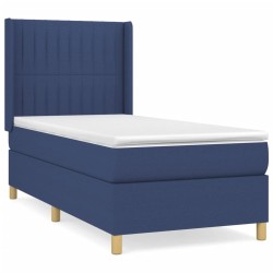 vidaXL Cama box spring con colchón tela azul 100x200 cm