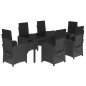 vidaXL Set de comedor de jardín 7 pzas y cojines ratán sintético negro vidaXL Set de comedor de jardín 7 pzas y cojines ratán sintético negro