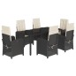 vidaXL Set de comedor de jardín 7 pzas y cojines ratán sintético negro vidaXL Set de comedor de jardín 7 pzas y cojines ratán sintético negro