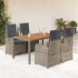 vidaXL Set comedor de jardín 5 piezas con cojines ratán sintético gris vidaXL Set comedor de jardín 5 piezas con cojines ratán sintético gris