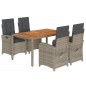 vidaXL Set comedor de jardín 5 piezas con cojines ratán sintético gris vidaXL Set comedor de jardín 5 piezas con cojines ratán sintético gris
