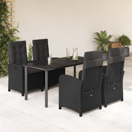 vidaXL Set de muebles jardín 5 pzas con cojines ratán sintético negro