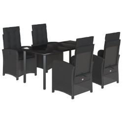 vidaXL Set de muebles jardín 5 pzas con cojines ratán sintético negro