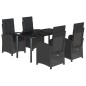 vidaXL Set de muebles jardín 5 pzas con cojines ratán sintético negro vidaXL Set de muebles jardín 5 pzas con cojines ratán sintético negro