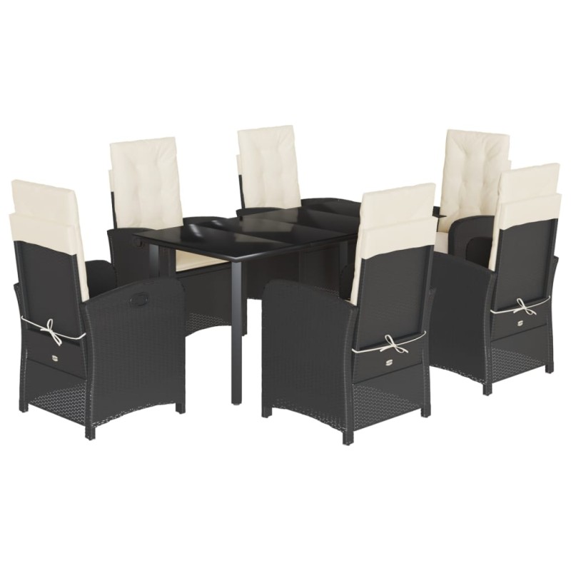 vidaXL Set de comedor de jardín 7 pzas y cojines ratán sintético negro vidaXL Set de comedor de jardín 7 pzas y cojines ratán sintético negro