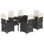 vidaXL Set de comedor de jardín 7 pzas y cojines ratán sintético negro vidaXL Set de comedor de jardín 7 pzas y cojines ratán sintético negro