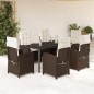 vidaXL Set comedor de jardín 7 pzas con cojines ratán sintético marrón vidaXL Set comedor de jardín 7 pzas con cojines ratán sintético marrón