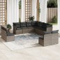 vidaXL Set de sofás de jardín 11 pzas y cojines ratán sintético gris vidaXL Set de sofás de jardín 11 pzas y cojines ratán sintético gris