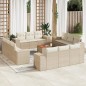 vidaXL Set sofás de jardín con cojines 13 pzas ratán sintético beige vidaXL Set sofás de jardín con cojines 13 pzas ratán sintético beige