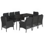 vidaXL Set de comedor de jardín 9 pzas y cojines ratán sintético negro vidaXL Set de comedor de jardín 9 pzas y cojines ratán sintético negro