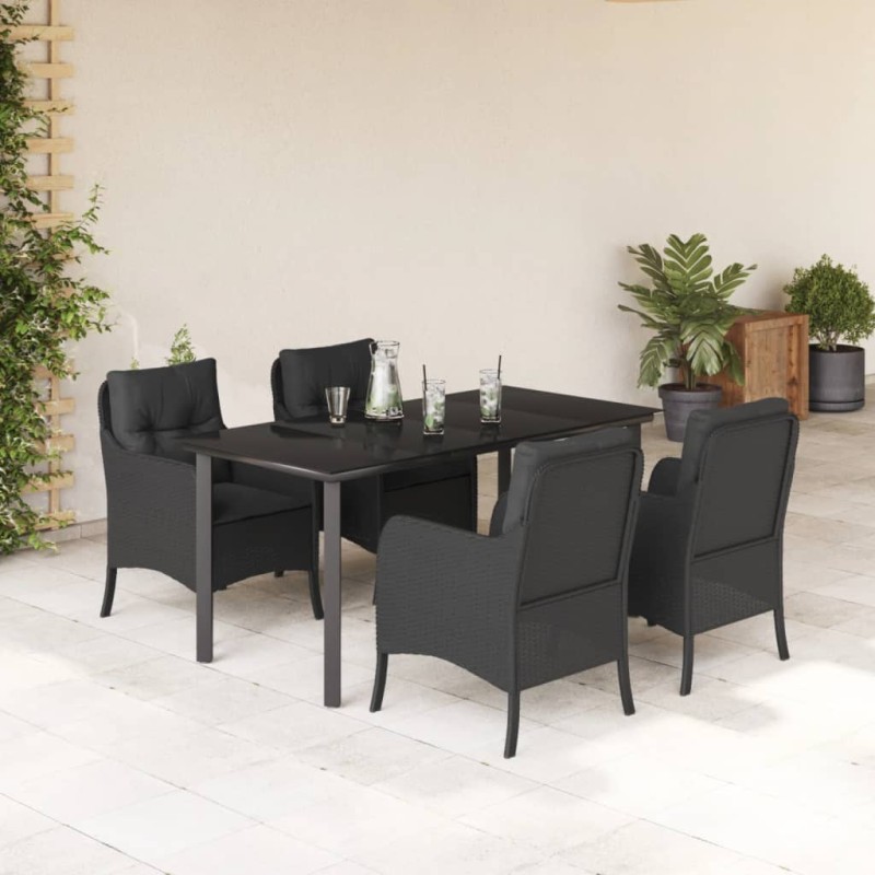 vidaXL Set de muebles jardín 5 pzas con cojines ratán sintético negro