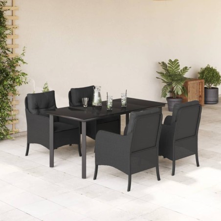 vidaXL Set de muebles jardín 5 pzas con cojines ratán sintético negro