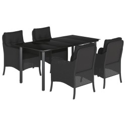 vidaXL Set de muebles jardín 5 pzas con cojines ratán sintético negro
