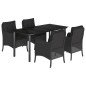 vidaXL Set de muebles jardín 5 pzas con cojines ratán sintético negro