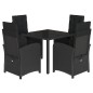 vidaXL Set de muebles jardín 5 pzas con cojines ratán sintético negro vidaXL Set de muebles jardín 5 pzas con cojines ratán sintético negro