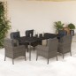vidaXL Set comedor jardín 7 pzas y cojines ratán sintético gris vidaXL Set comedor jardín 7 pzas y cojines ratán sintético gris