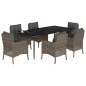 vidaXL Set comedor jardín 7 pzas y cojines ratán sintético gris vidaXL Set comedor jardín 7 pzas y cojines ratán sintético gris