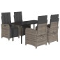 vidaXL Set comedor de jardín 5 piezas con cojines ratán sintético gris vidaXL Set comedor de jardín 5 piezas con cojines ratán sintético gris