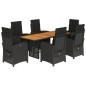 vidaXL Set de comedor de jardín 7 pzas y cojines ratán sintético negro vidaXL Set de comedor de jardín 7 pzas y cojines ratán sintético negro