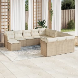 vidaXL Set de sofás de jardín 12 pzas y cojines ratán sintético marrón
