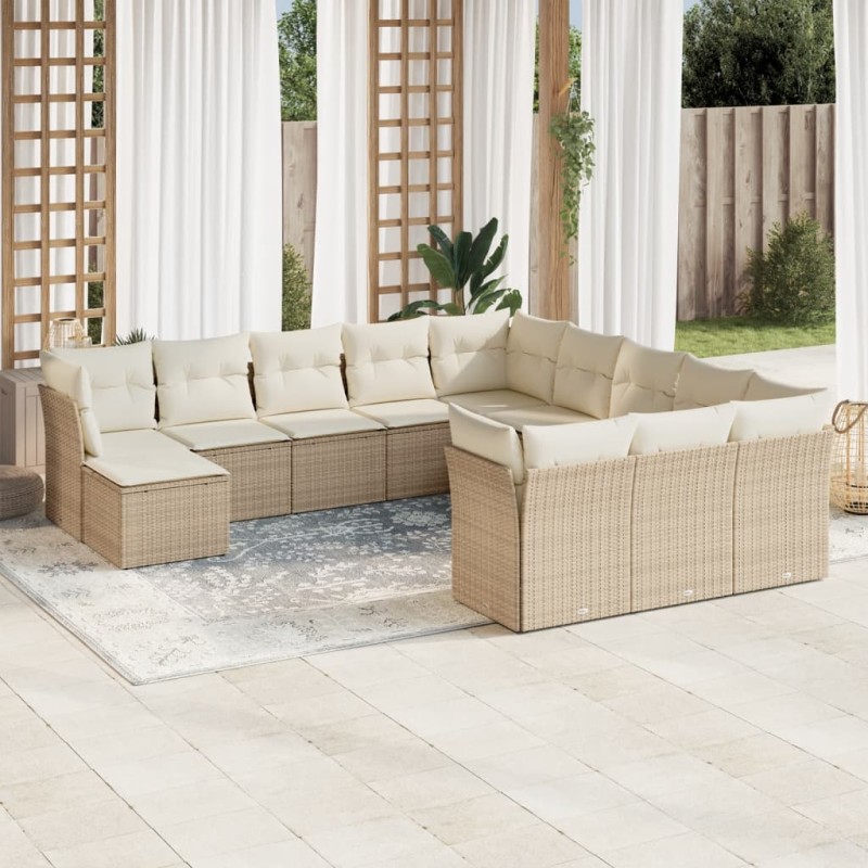 vidaXL Set de sofás de jardín 12 pzas y cojines ratán sintético marrón