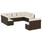 vidaXL Set de sofás de jardín 11 pzas cojines ratán sintético marrón vidaXL Set de sofás de jardín 11 pzas cojines ratán sintético marrón